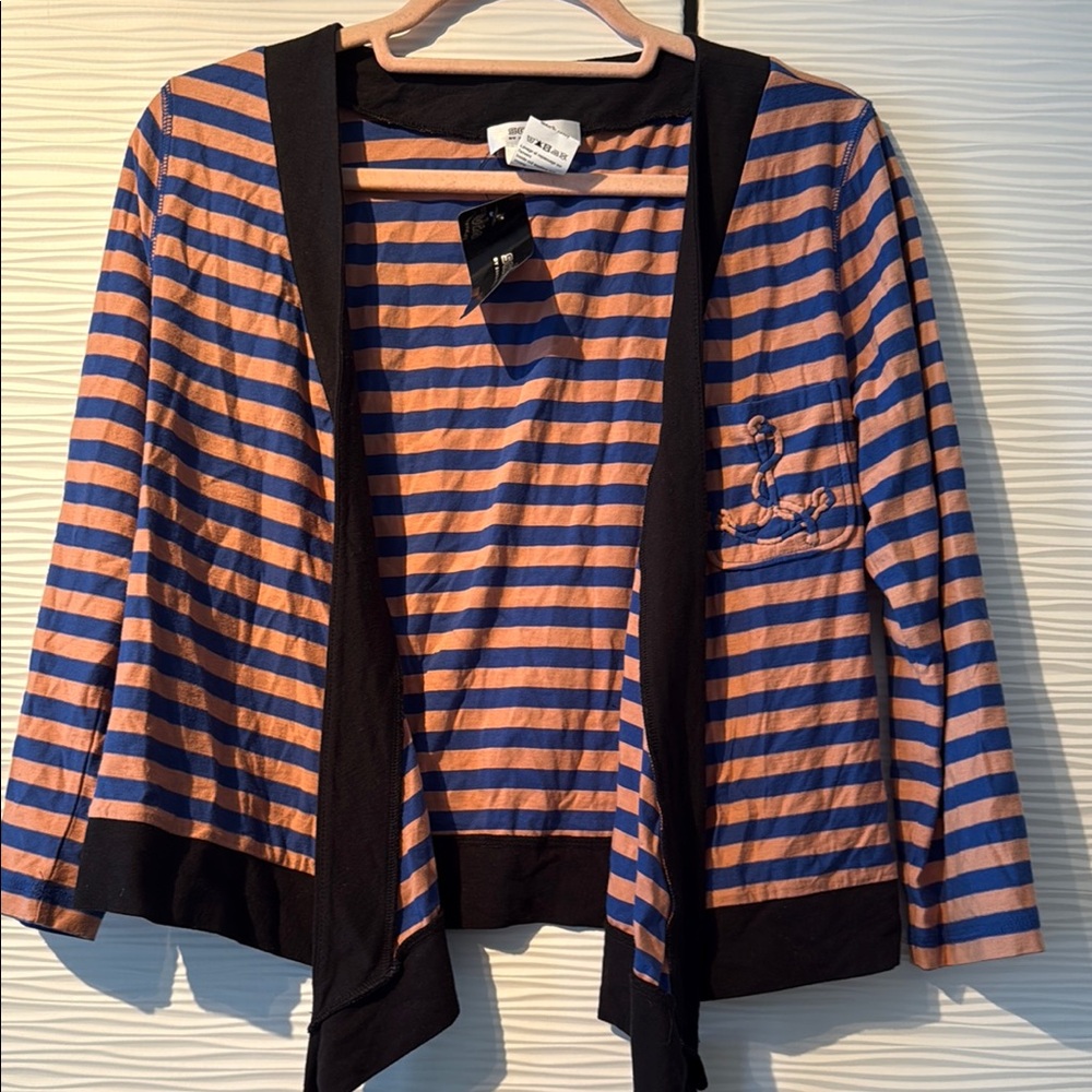 Sonia Sonia Rykiel Blue, Blush, & Black Ballet Wrap Striped Top sz M